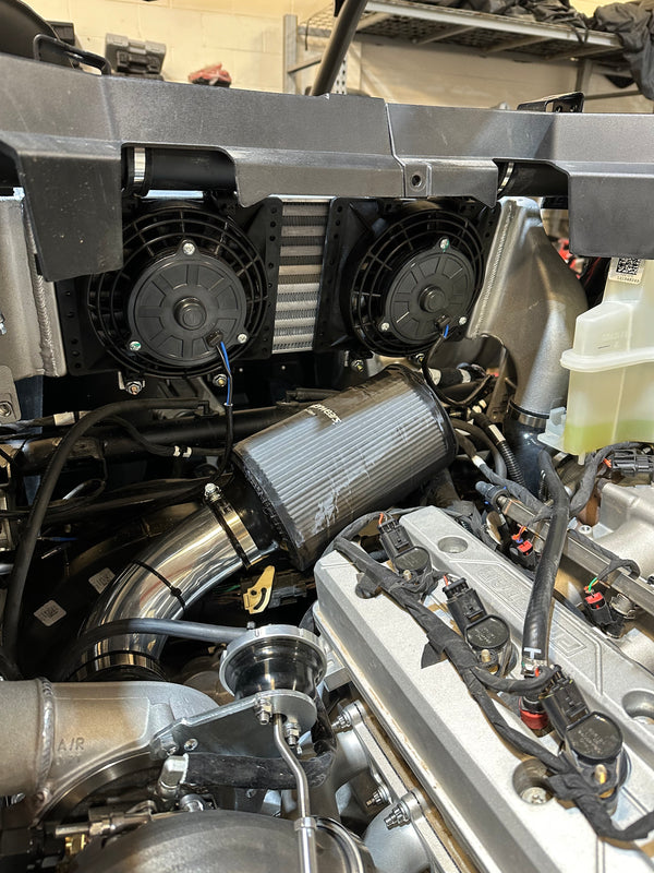 Polaris RZR Pro R Thumper 2.0 Pump Gas Low Boost Turbocharger Kit installed on engine